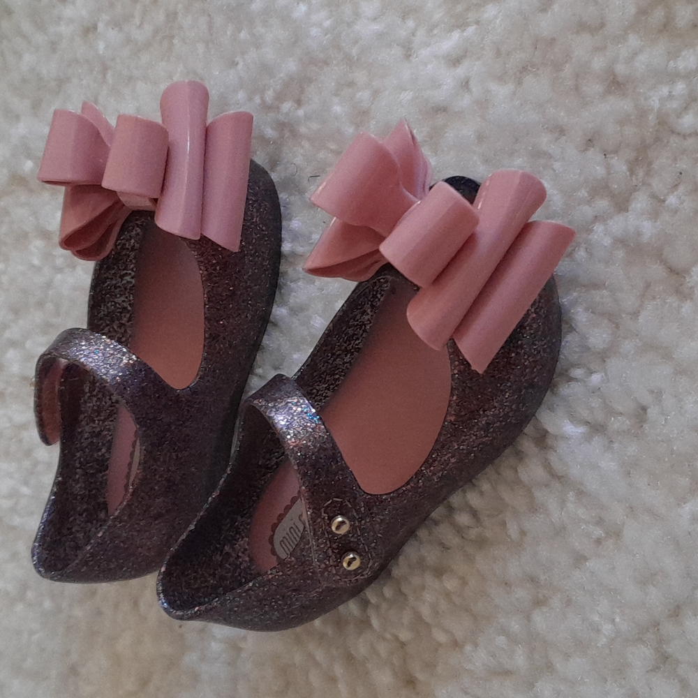 MINI MELISSA purple bow peep toe shoes size 5